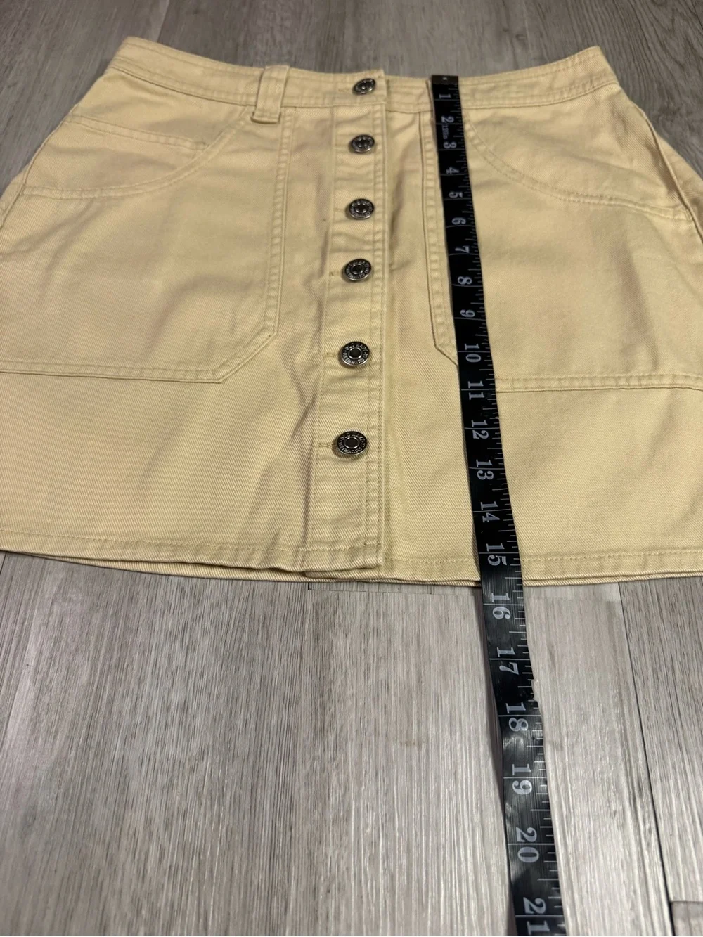 Old Navy Button Front Denim Mini Utility Skirt Beige Size 4